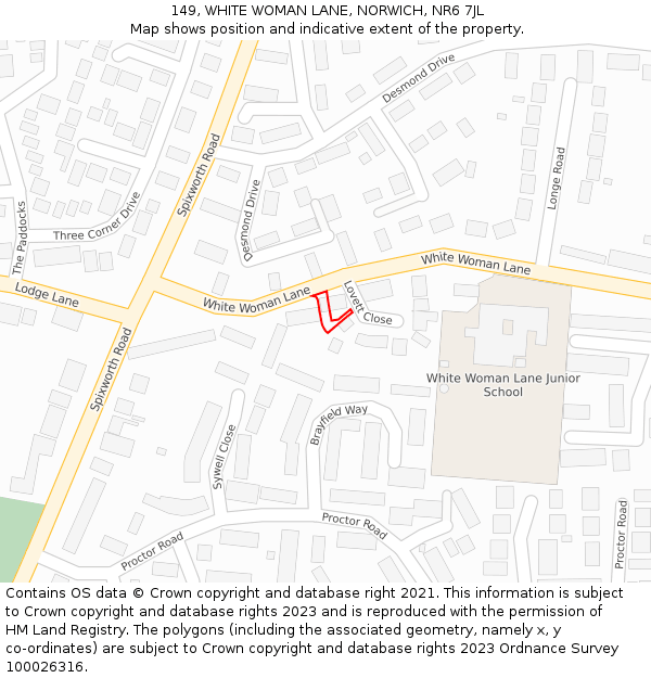 149, WHITE WOMAN LANE, NORWICH, NR6 7JL: Location map and indicative extent of plot