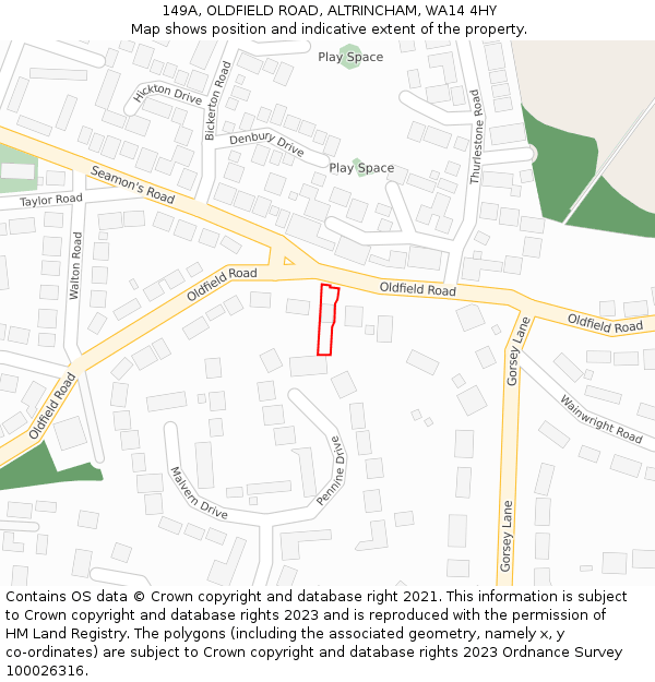 149A, OLDFIELD ROAD, ALTRINCHAM, WA14 4HY: Location map and indicative extent of plot