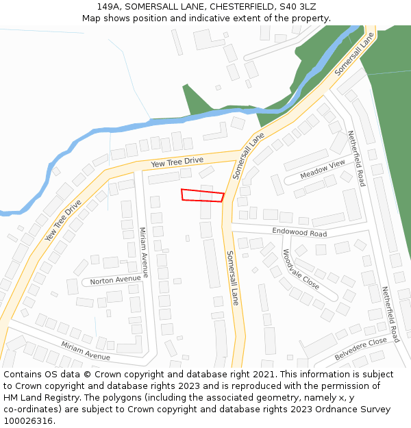 149A, SOMERSALL LANE, CHESTERFIELD, S40 3LZ: Location map and indicative extent of plot