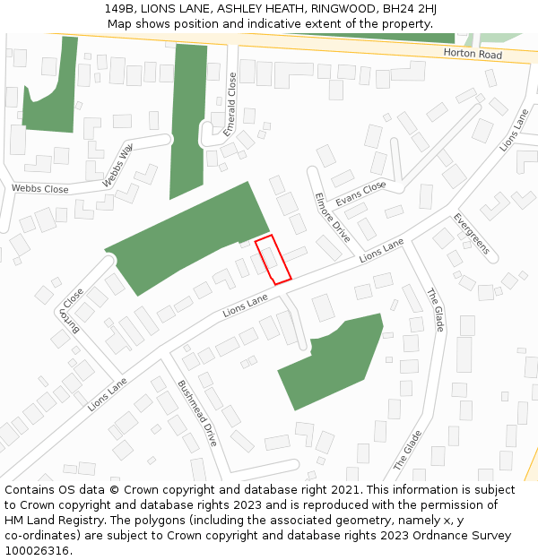 149B, LIONS LANE, ASHLEY HEATH, RINGWOOD, BH24 2HJ: Location map and indicative extent of plot