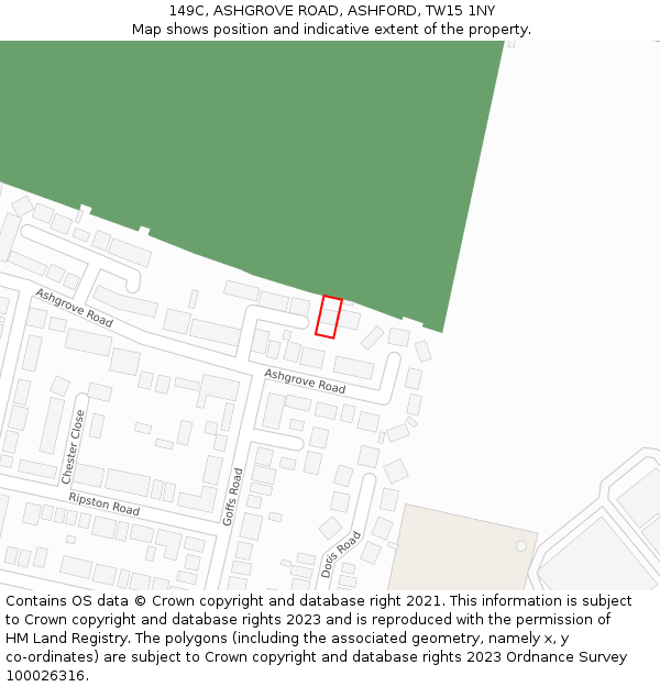 149C, ASHGROVE ROAD, ASHFORD, TW15 1NY: Location map and indicative extent of plot