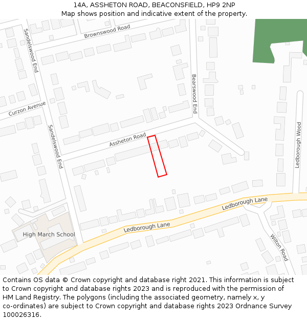 14A, ASSHETON ROAD, BEACONSFIELD, HP9 2NP: Location map and indicative extent of plot