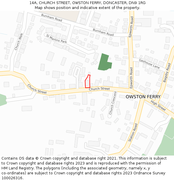 14A, CHURCH STREET, OWSTON FERRY, DONCASTER, DN9 1RG: Location map and indicative extent of plot