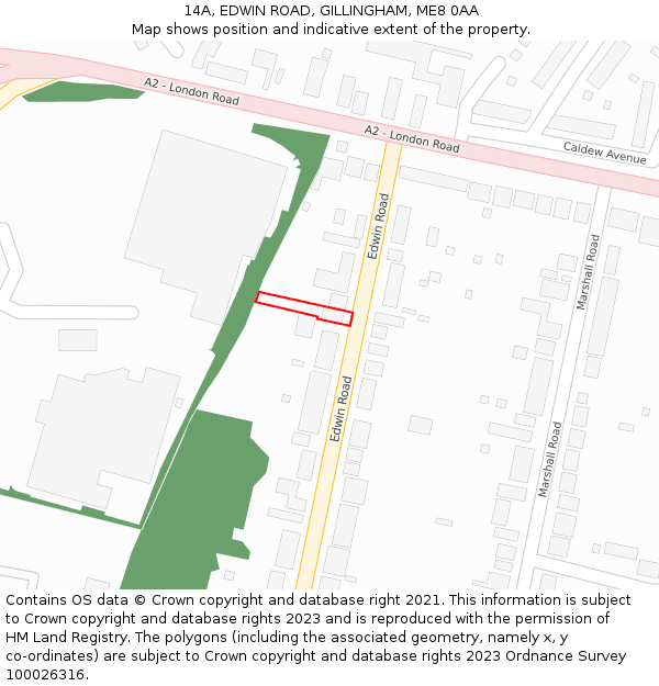 14A, EDWIN ROAD, GILLINGHAM, ME8 0AA: Location map and indicative extent of plot