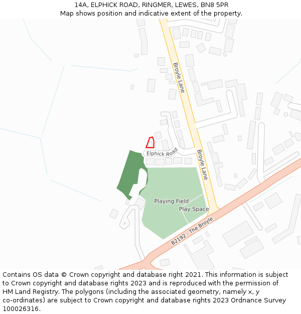 14A, ELPHICK ROAD, RINGMER, LEWES, BN8 5PR: Location map and indicative extent of plot