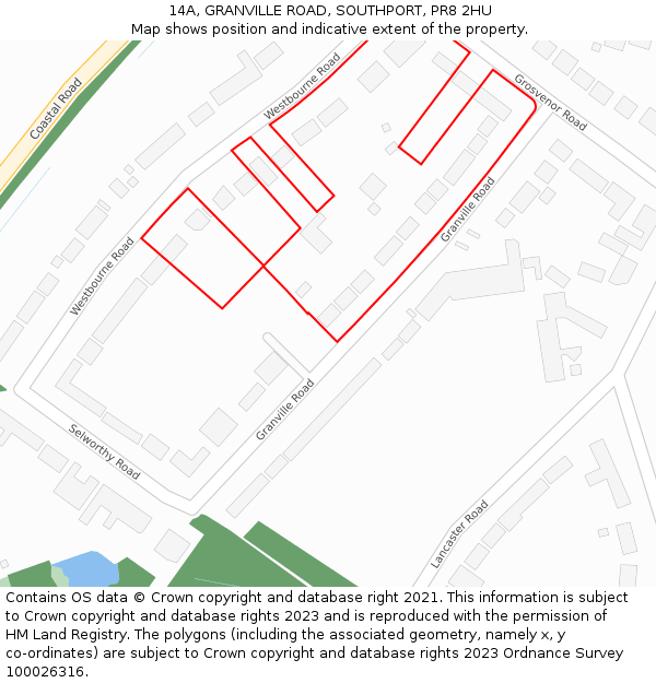 14A, GRANVILLE ROAD, SOUTHPORT, PR8 2HU: Location map and indicative extent of plot