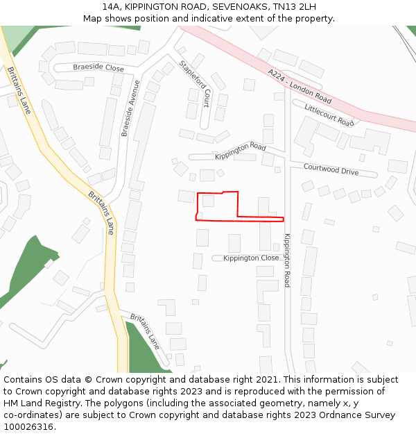 14A, KIPPINGTON ROAD, SEVENOAKS, TN13 2LH: Location map and indicative extent of plot
