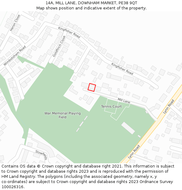 14A, MILL LANE, DOWNHAM MARKET, PE38 9QT: Location map and indicative extent of plot