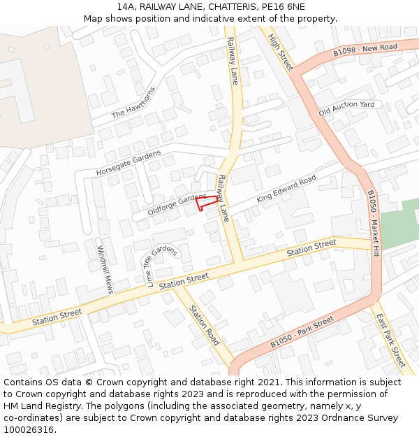 14A, RAILWAY LANE, CHATTERIS, PE16 6NE: Location map and indicative extent of plot