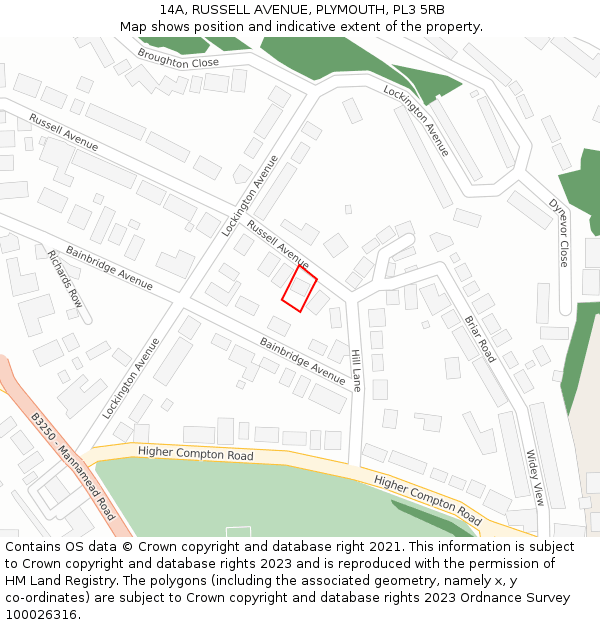 14A, RUSSELL AVENUE, PLYMOUTH, PL3 5RB: Location map and indicative extent of plot