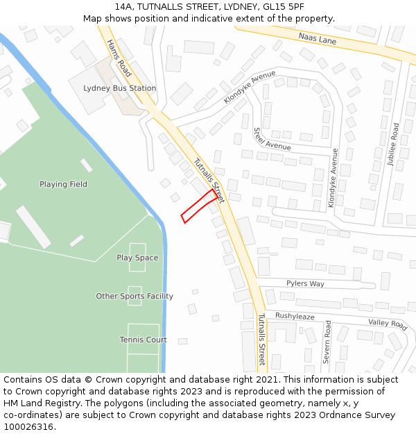14A, TUTNALLS STREET, LYDNEY, GL15 5PF: Location map and indicative extent of plot