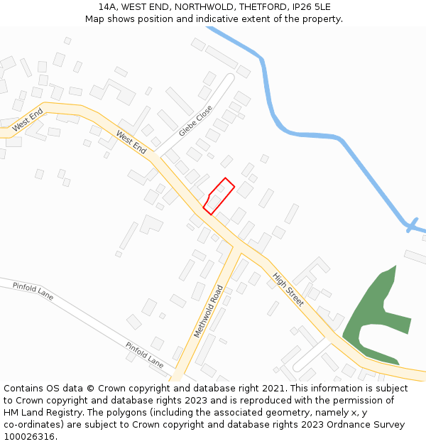 14A, WEST END, NORTHWOLD, THETFORD, IP26 5LE: Location map and indicative extent of plot