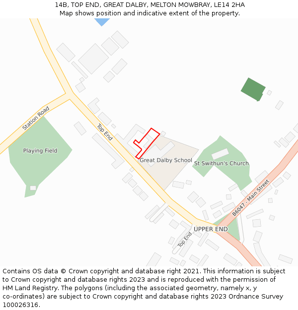 14B, TOP END, GREAT DALBY, MELTON MOWBRAY, LE14 2HA: Location map and indicative extent of plot