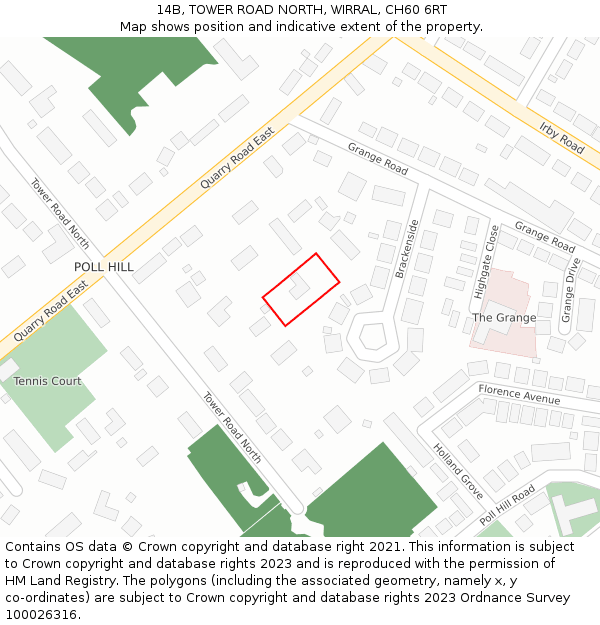 14B, TOWER ROAD NORTH, WIRRAL, CH60 6RT: Location map and indicative extent of plot