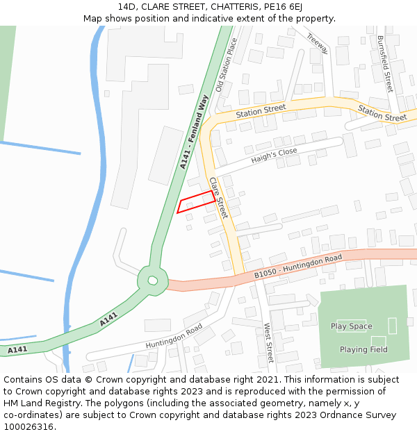 14D, CLARE STREET, CHATTERIS, PE16 6EJ: Location map and indicative extent of plot