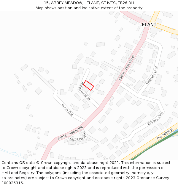 15, ABBEY MEADOW, LELANT, ST IVES, TR26 3LL: Location map and indicative extent of plot