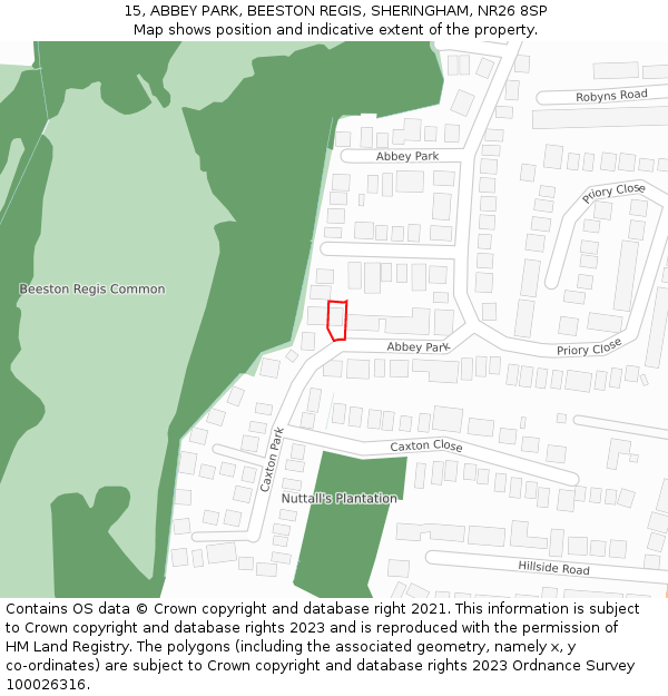 15, ABBEY PARK, BEESTON REGIS, SHERINGHAM, NR26 8SP: Location map and indicative extent of plot