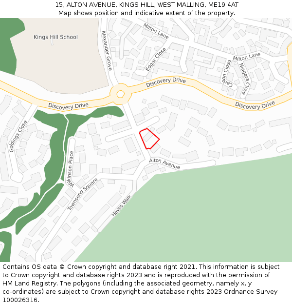 15, ALTON AVENUE, KINGS HILL, WEST MALLING, ME19 4AT: Location map and indicative extent of plot