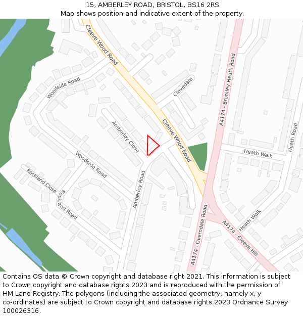 15, AMBERLEY ROAD, BRISTOL, BS16 2RS: Location map and indicative extent of plot