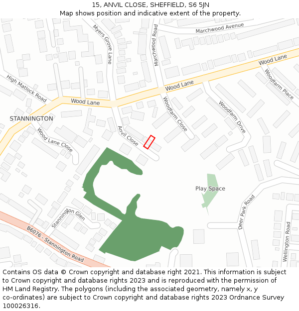 15, ANVIL CLOSE, SHEFFIELD, S6 5JN: Location map and indicative extent of plot