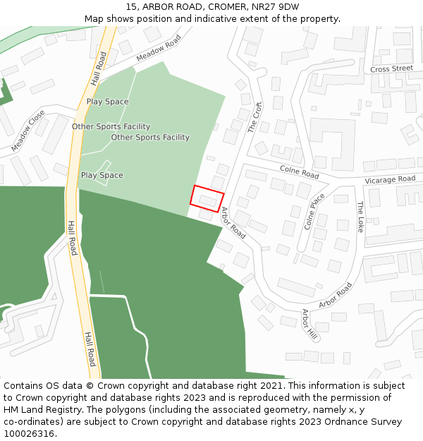 15, ARBOR ROAD, CROMER, NR27 9DW: Location map and indicative extent of plot