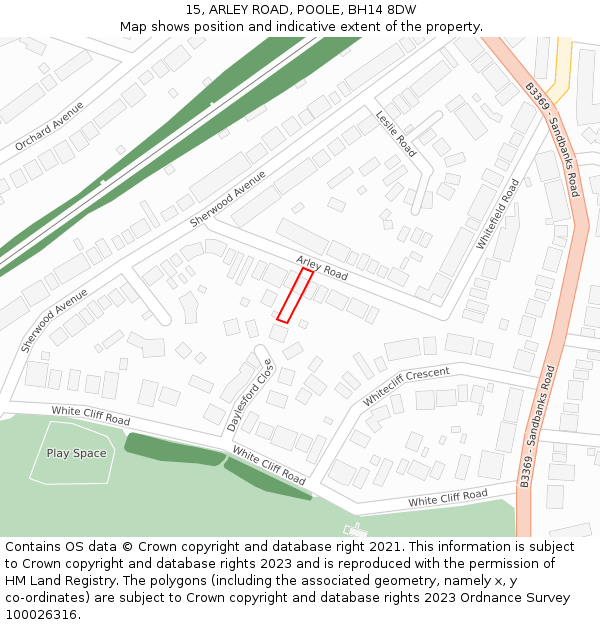 15, ARLEY ROAD, POOLE, BH14 8DW: Location map and indicative extent of plot