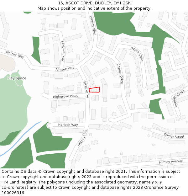 15, ASCOT DRIVE, DUDLEY, DY1 2SN: Location map and indicative extent of plot