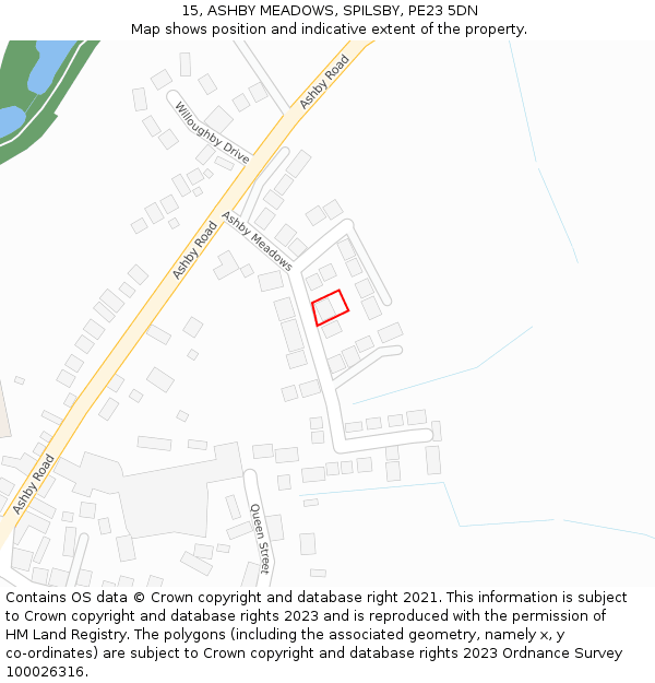 15, ASHBY MEADOWS, SPILSBY, PE23 5DN: Location map and indicative extent of plot