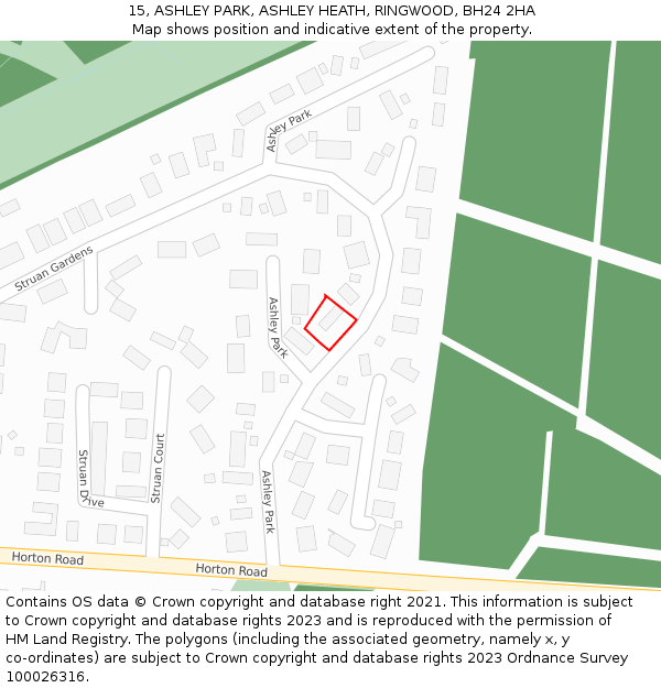 15, ASHLEY PARK, ASHLEY HEATH, RINGWOOD, BH24 2HA: Location map and indicative extent of plot