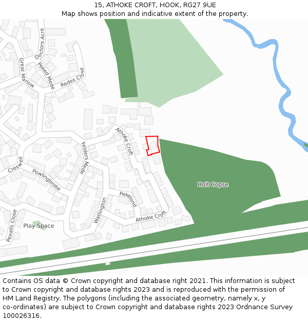 15, ATHOKE CROFT, HOOK, RG27 9UE: Location map and indicative extent of plot