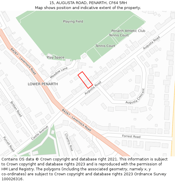 15, AUGUSTA ROAD, PENARTH, CF64 5RH: Location map and indicative extent of plot