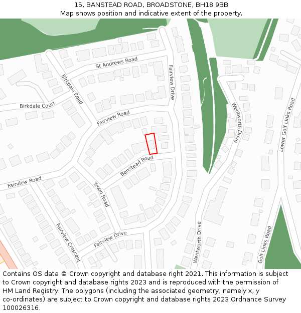 15, BANSTEAD ROAD, BROADSTONE, BH18 9BB: Location map and indicative extent of plot