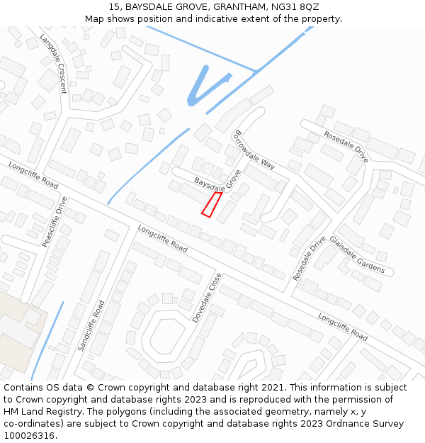 15, BAYSDALE GROVE, GRANTHAM, NG31 8QZ: Location map and indicative extent of plot