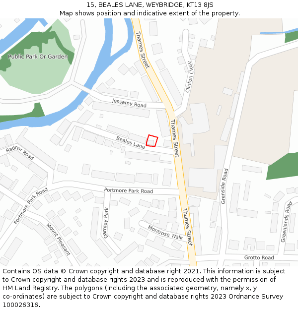 15, BEALES LANE, WEYBRIDGE, KT13 8JS: Location map and indicative extent of plot