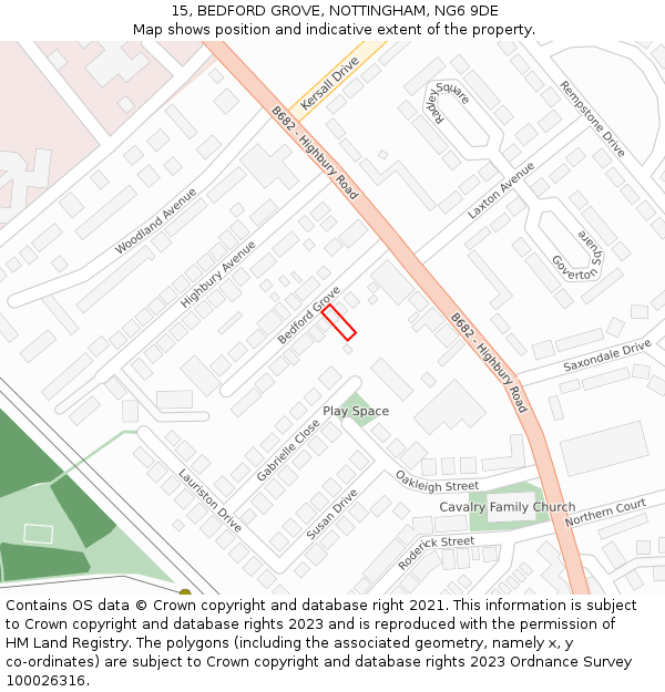 15, BEDFORD GROVE, NOTTINGHAM, NG6 9DE: Location map and indicative extent of plot