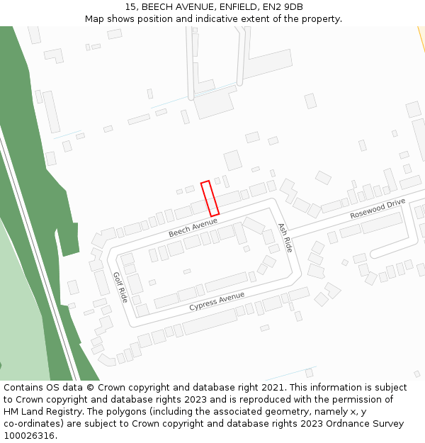 15, BEECH AVENUE, ENFIELD, EN2 9DB: Location map and indicative extent of plot