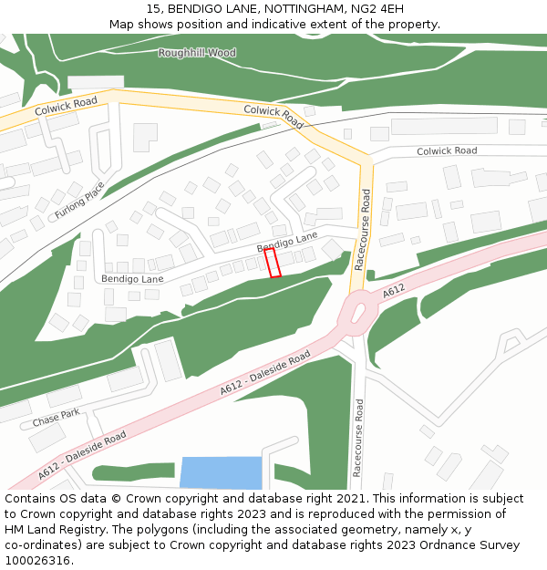 15, BENDIGO LANE, NOTTINGHAM, NG2 4EH: Location map and indicative extent of plot