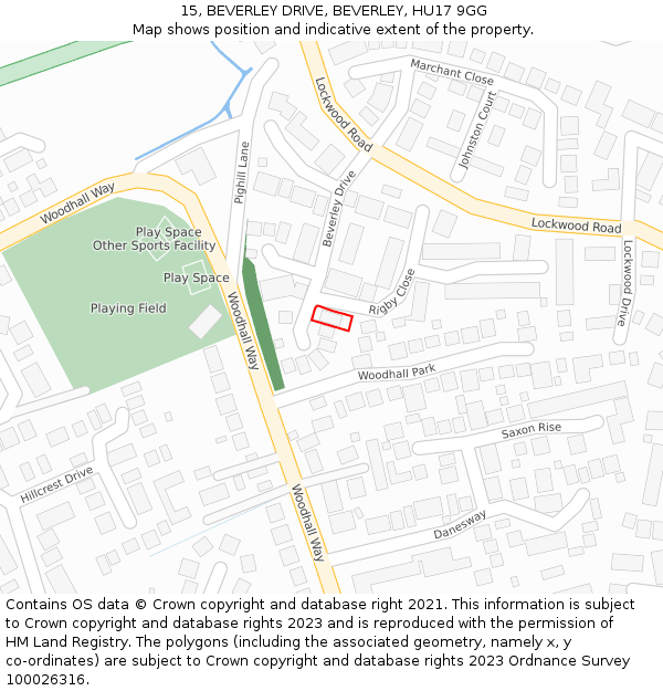 15, BEVERLEY DRIVE, BEVERLEY, HU17 9GG: Location map and indicative extent of plot