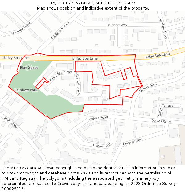 15, BIRLEY SPA DRIVE, SHEFFIELD, S12 4BX: Location map and indicative extent of plot