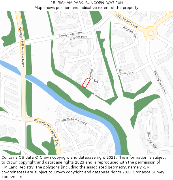 15, BISHAM PARK, RUNCORN, WA7 1XH: Location map and indicative extent of plot