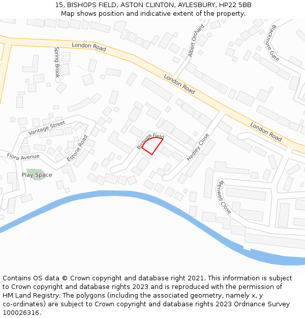 15, BISHOPS FIELD, ASTON CLINTON, AYLESBURY, HP22 5BB: Location map and indicative extent of plot