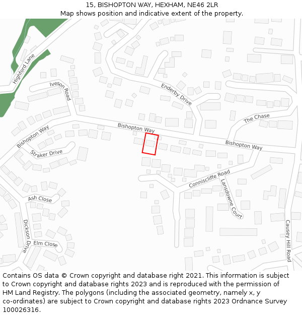 15, BISHOPTON WAY, HEXHAM, NE46 2LR: Location map and indicative extent of plot