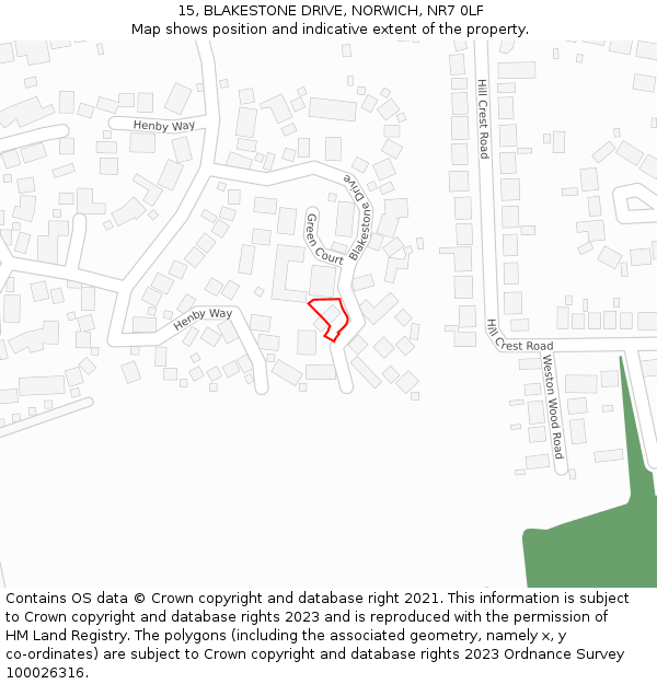 15, BLAKESTONE DRIVE, NORWICH, NR7 0LF: Location map and indicative extent of plot