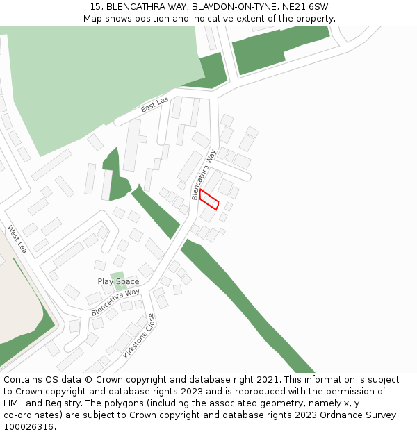 15, BLENCATHRA WAY, BLAYDON-ON-TYNE, NE21 6SW: Location map and indicative extent of plot