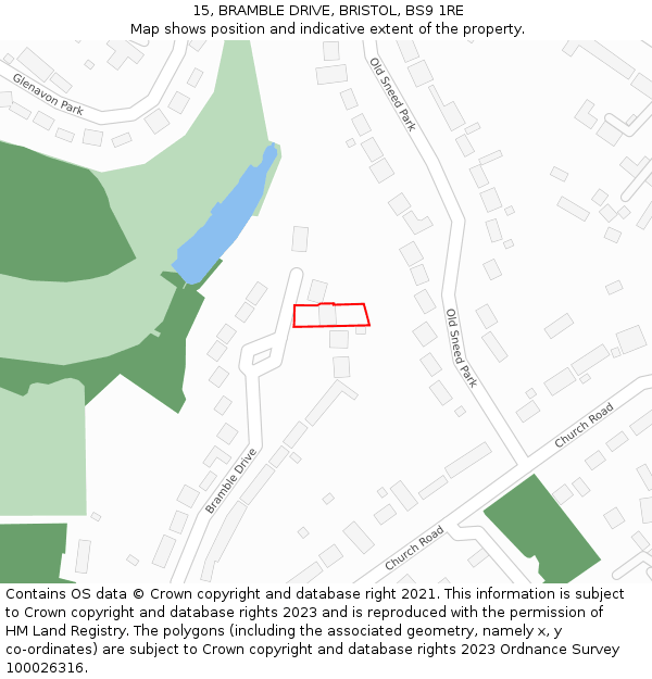 15, BRAMBLE DRIVE, BRISTOL, BS9 1RE: Location map and indicative extent of plot