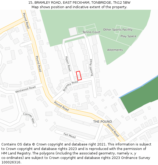 15, BRAMLEY ROAD, EAST PECKHAM, TONBRIDGE, TN12 5BW: Location map and indicative extent of plot