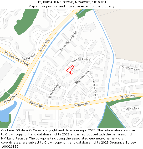 15, BRIGANTINE GROVE, NEWPORT, NP10 8ET: Location map and indicative extent of plot
