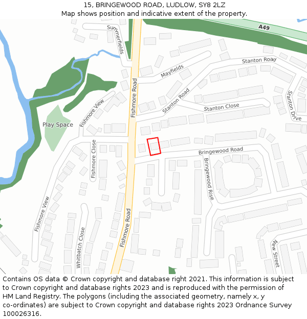 15, BRINGEWOOD ROAD, LUDLOW, SY8 2LZ: Location map and indicative extent of plot