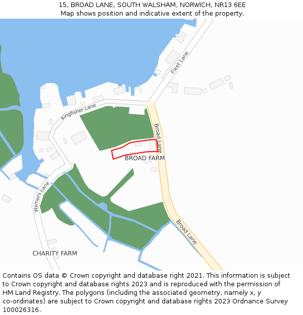 15, BROAD LANE, SOUTH WALSHAM, NORWICH, NR13 6EE: Location map and indicative extent of plot