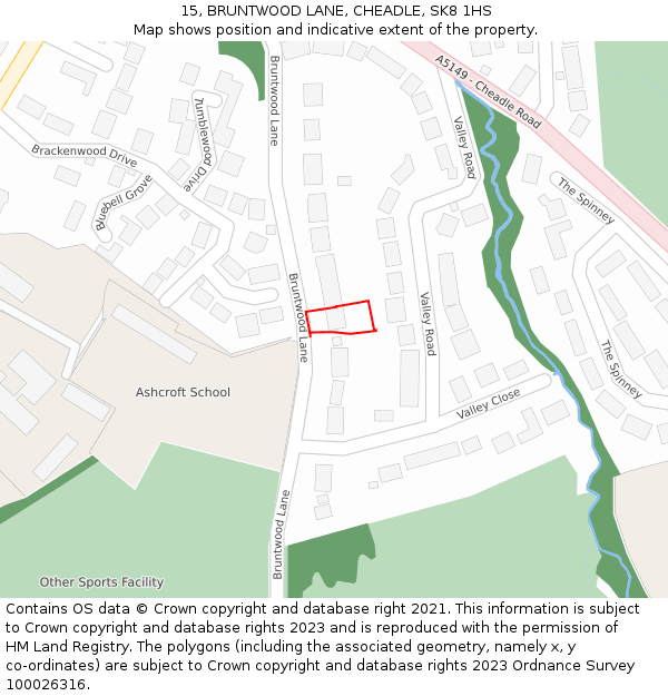 15, BRUNTWOOD LANE, CHEADLE, SK8 1HS: Location map and indicative extent of plot